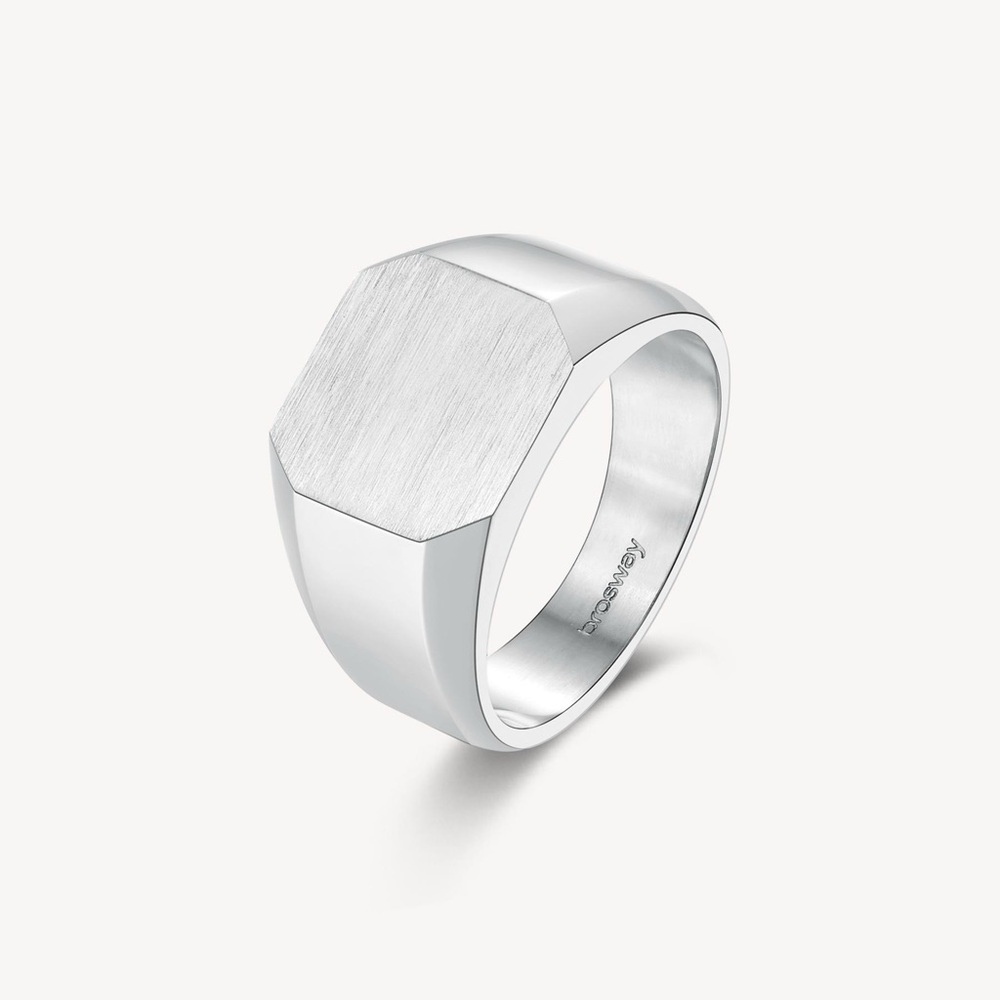 Brosway Ink Silver Hexagonal Men's Ring #9